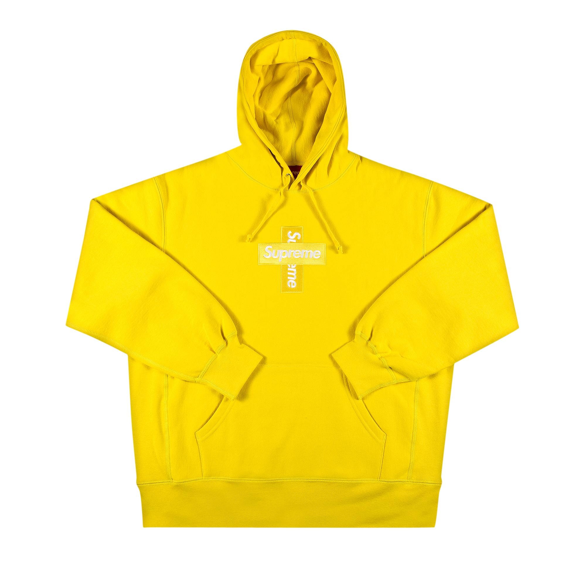 Supreme Cross Box Logo Hooded Sweatshirt 'Lemon' - 1