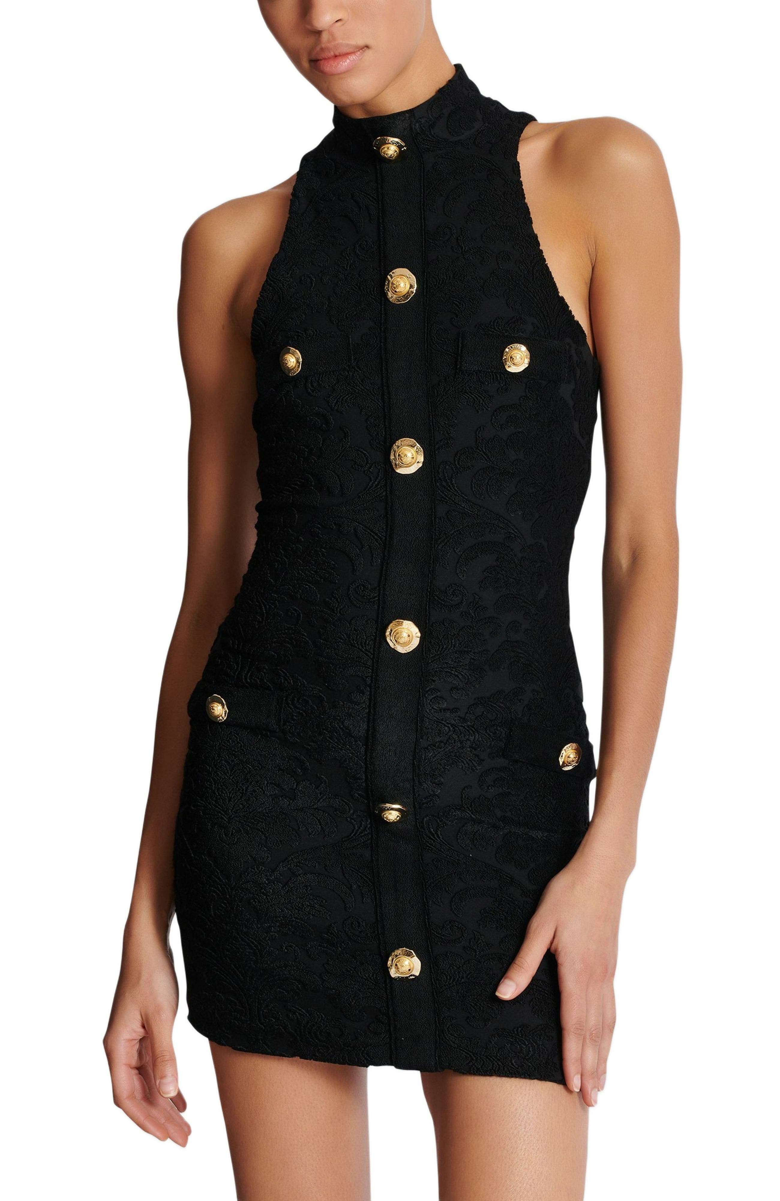 Balmain Baroque pattern short bodycon dress in Black at Nordstrom - 6