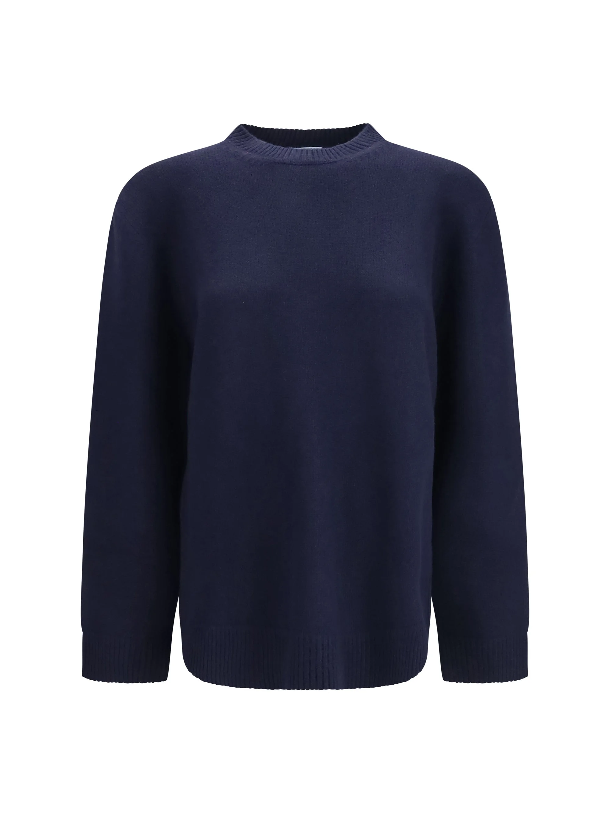 Prada Crewneck Sweater with Suede Elbow Patches Blue - 1