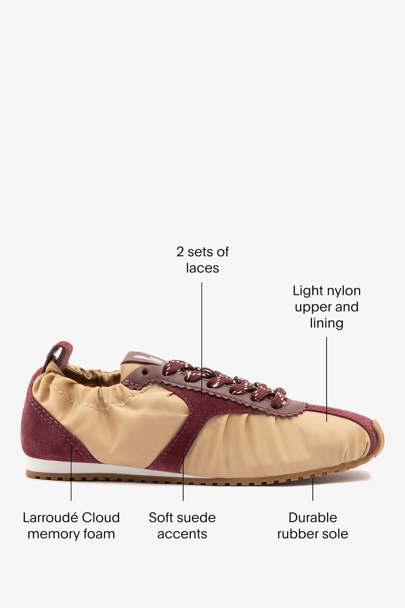 Stella Lite Sneaker Peanut Nylon and Burgundy Suede 5