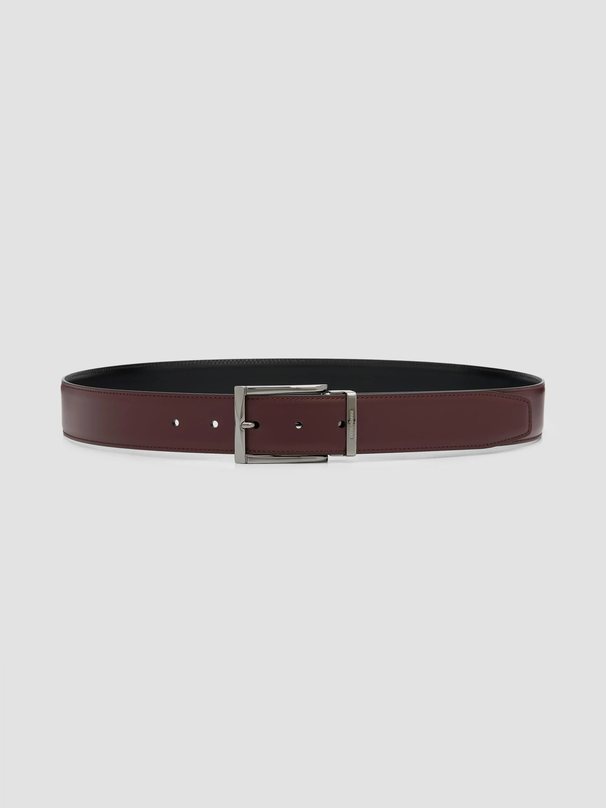 Men's Double Adjustable Reversible Leather Belt - Cordovan Nero - 1