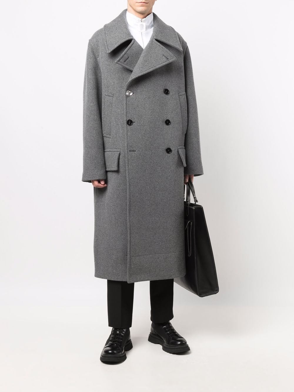 double-breasted tailored coat - 2