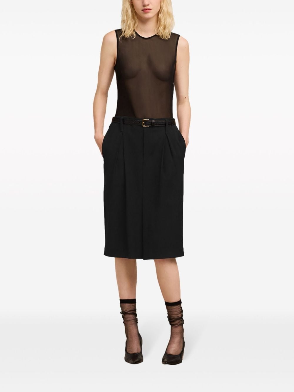 dart-detail high-waist midi skirt - 2