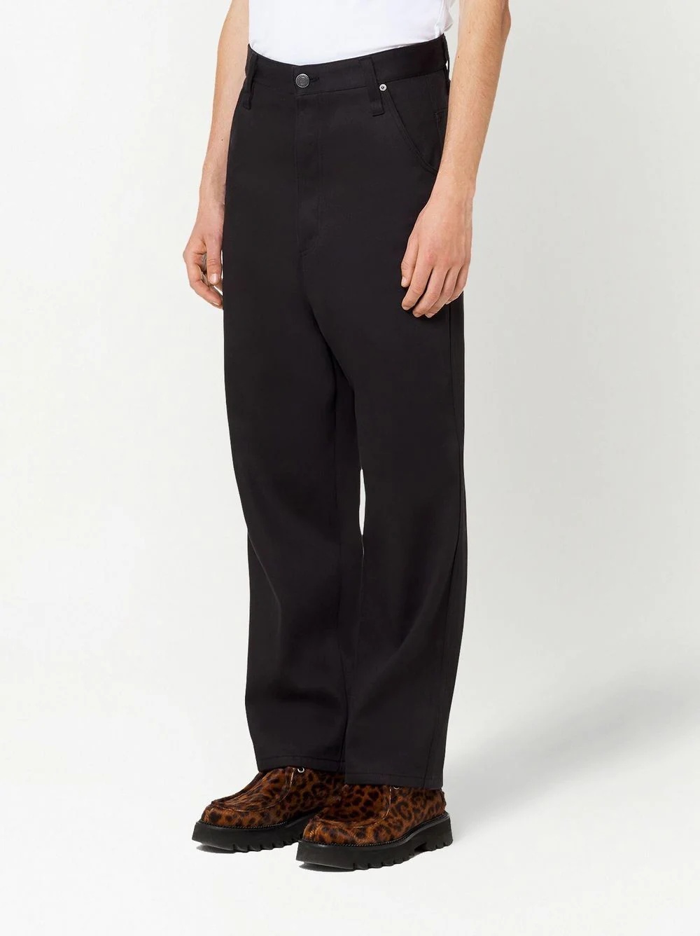 straight-leg cotton trousers - 3