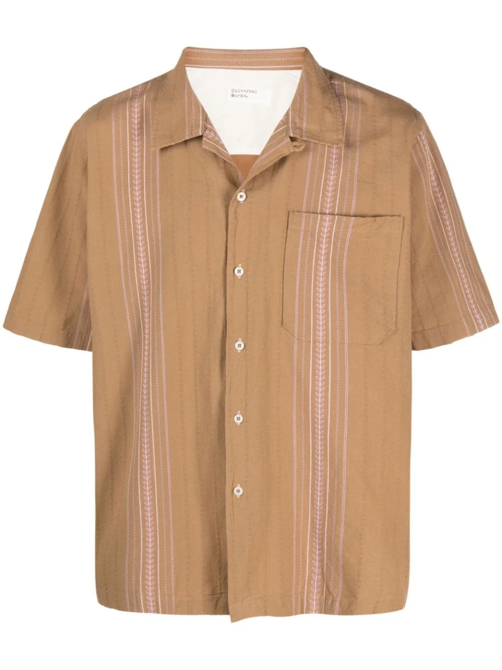 camp-collar embroidered cotton shirt - 1