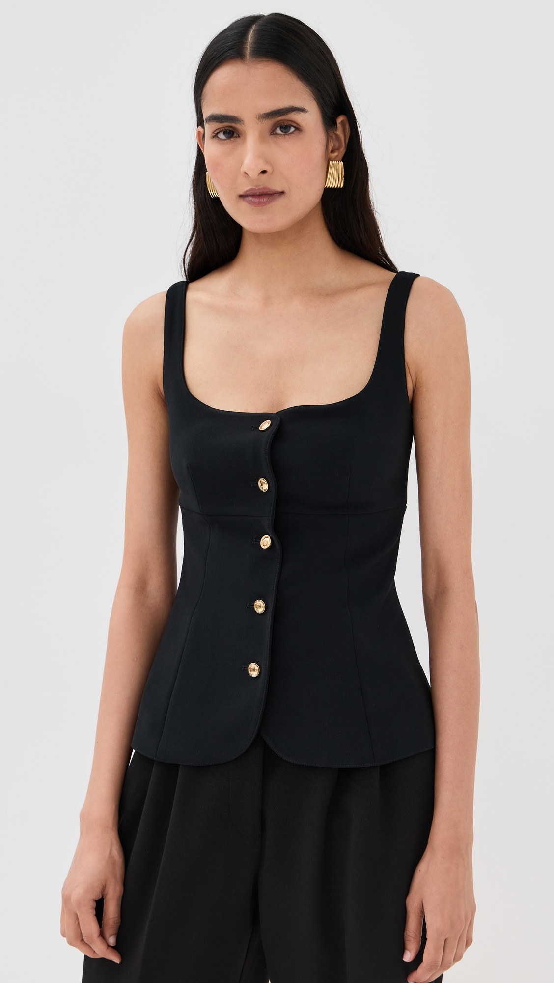 Square Neck Button Front Top - 1
