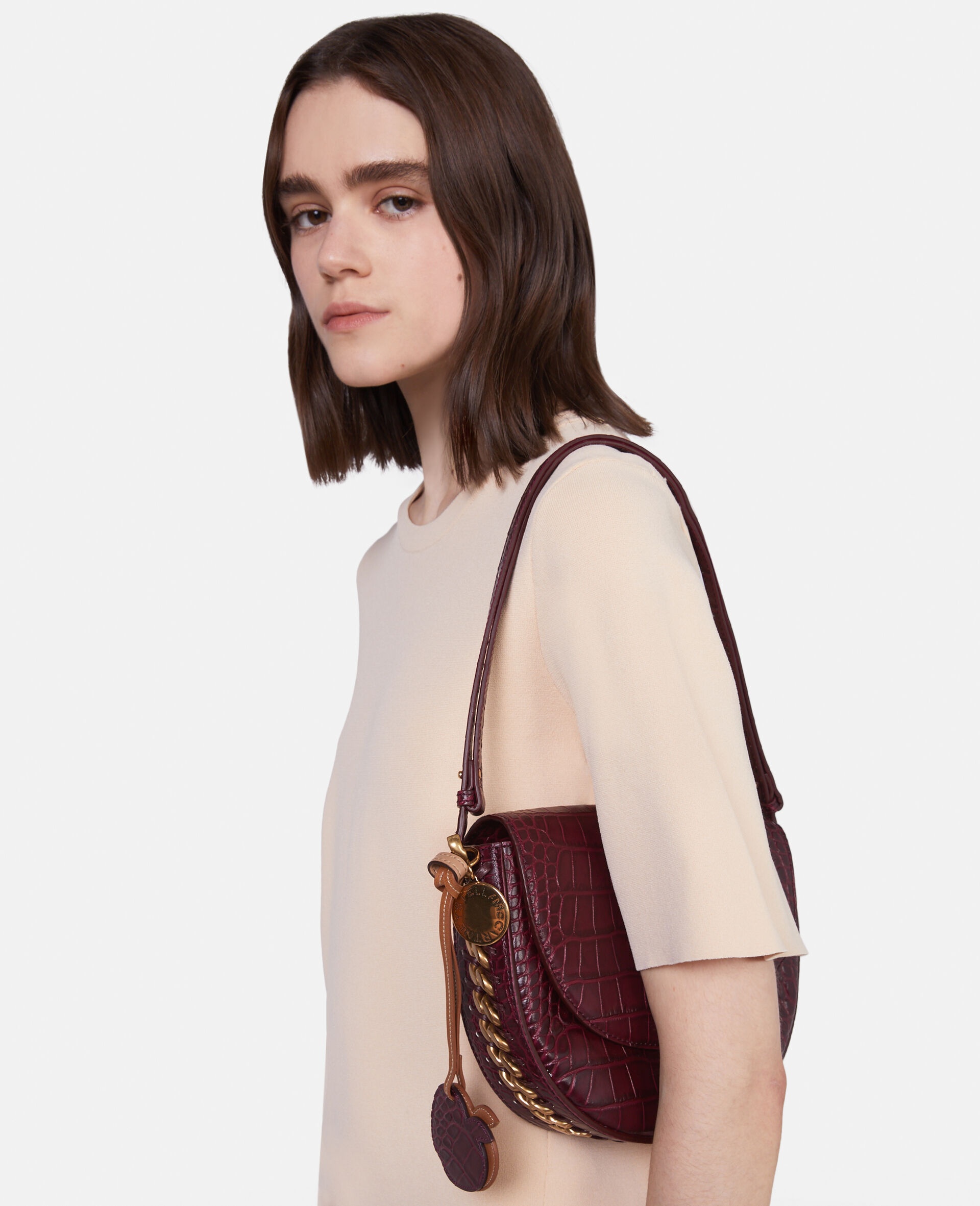 Frayme Croc-Effect Embossed Medium Flap Shoulder Bag 2