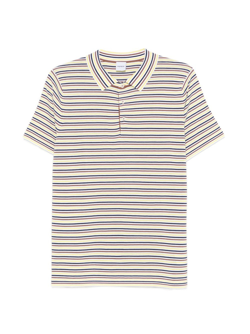 striped-pattern knit polo shirt 1