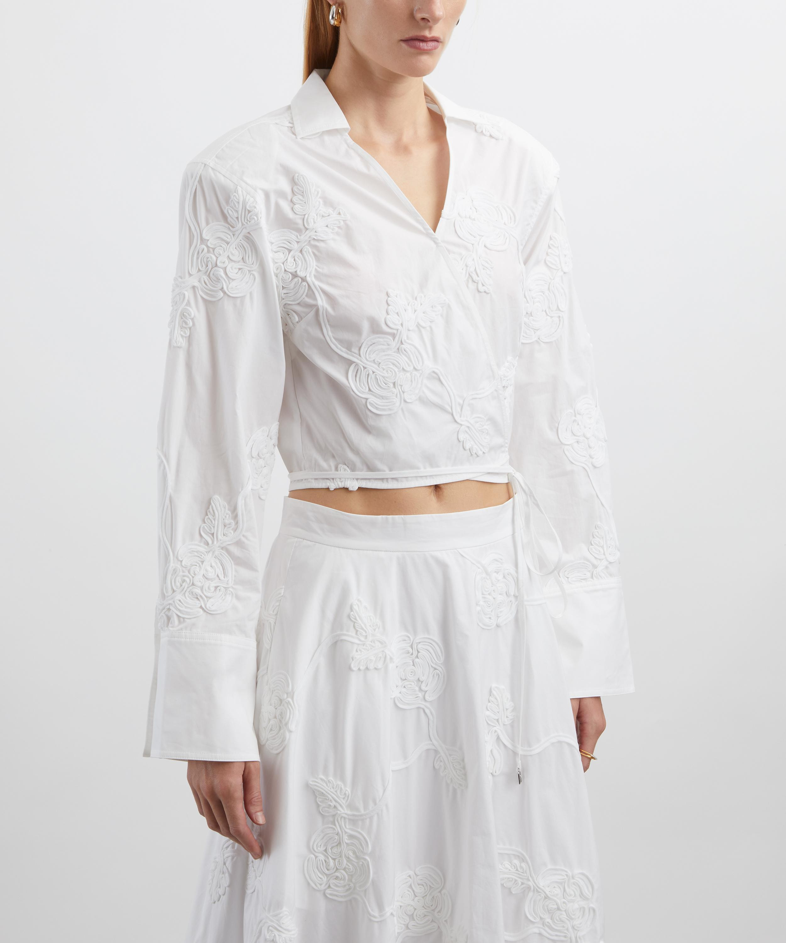 Bright White Flower Wrap Shirt - 3