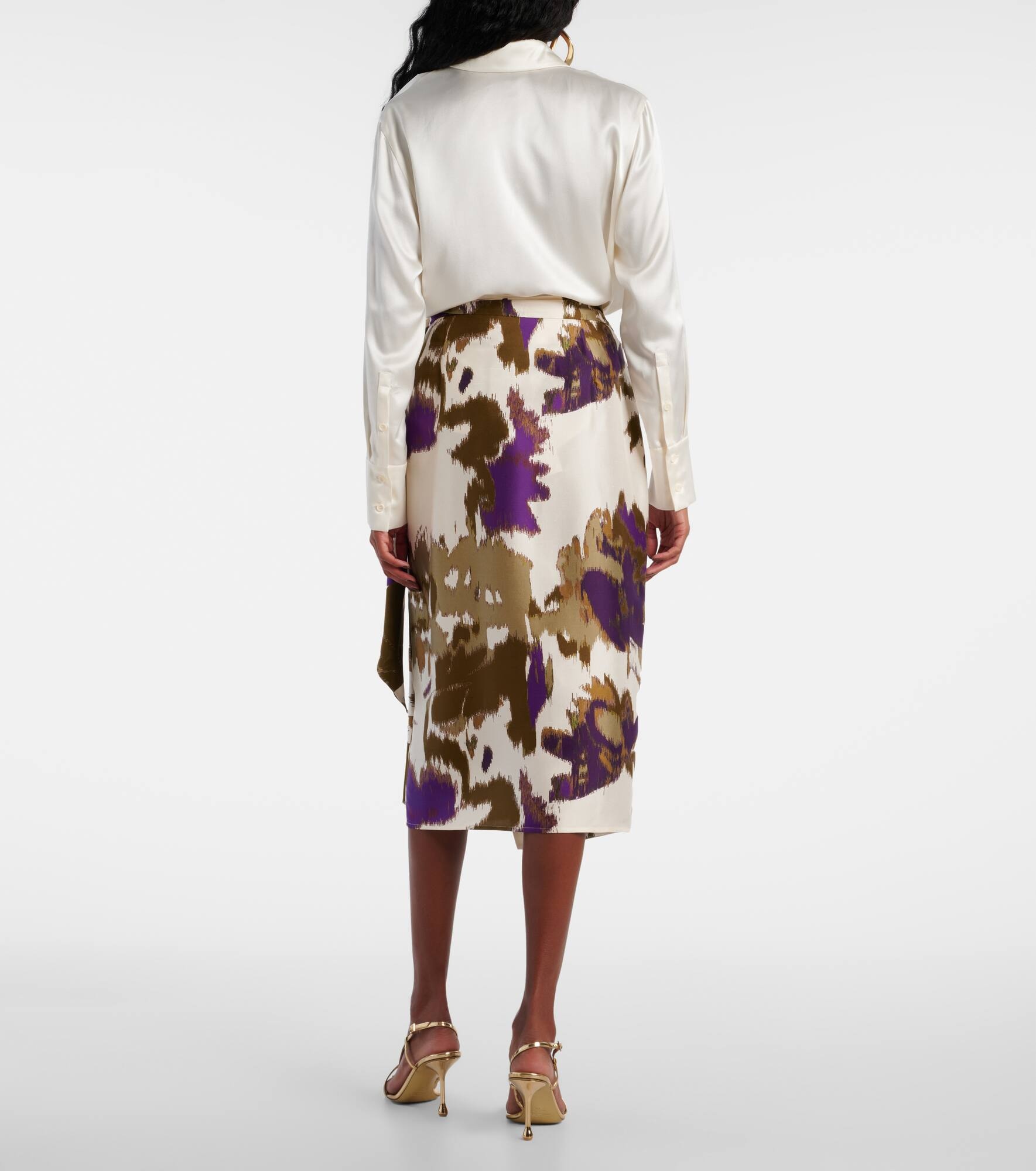 Dritto printed silk wrap skirt - 3