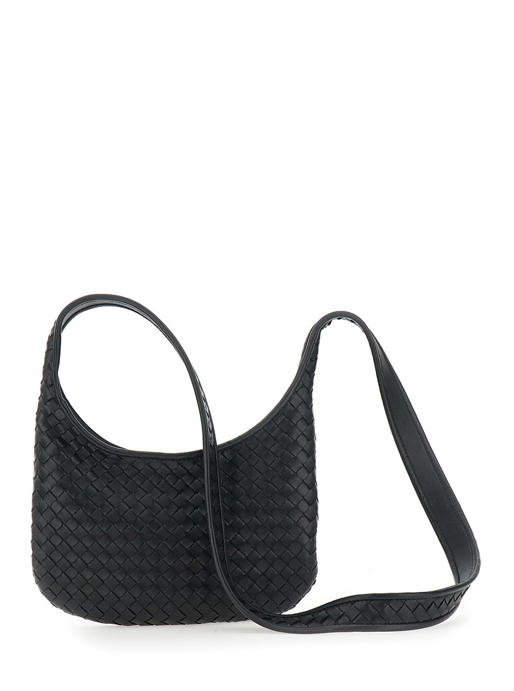 Bottega Veneta Men 'Veneto' Black Shoulder Bag With Fixed Shoulder Strap And All-Over Intrecciato Mo - 4