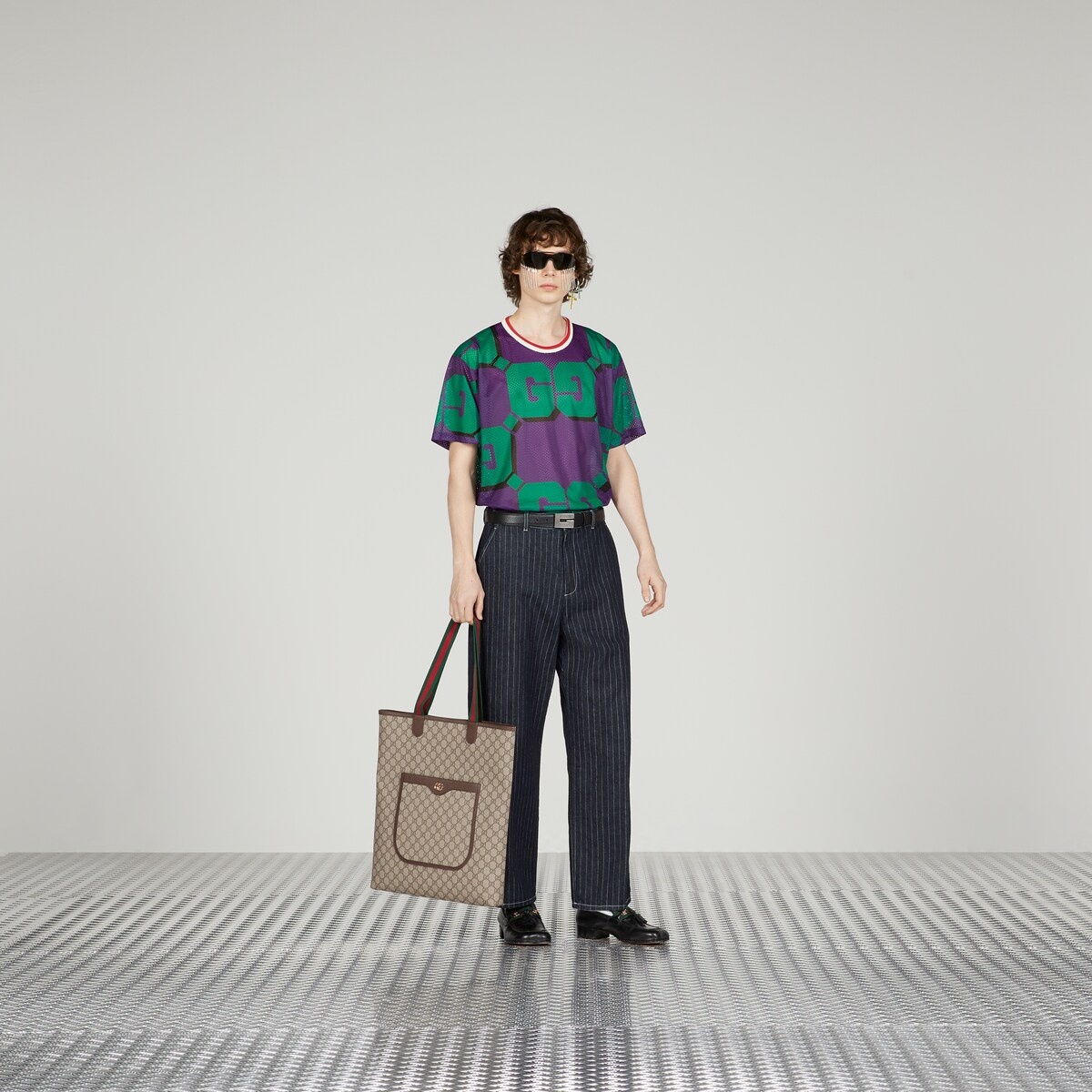 Tシャツ・カットソー GUCCI 'Gucci Incrocio GG' print T-shirt GUCCI GG print mesh T-shirt | REVERSIBLE