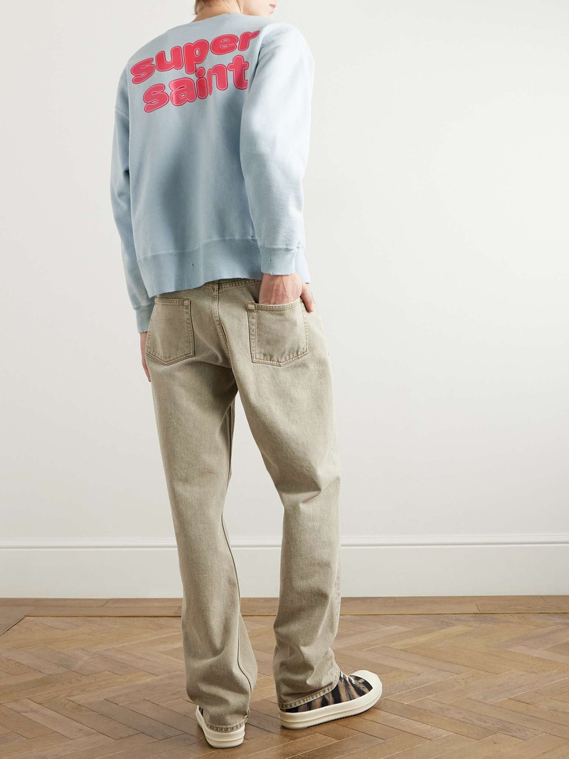 SAINT M×××××× Distressed Printed Cotton-Jersey Sweatshirt outlook
