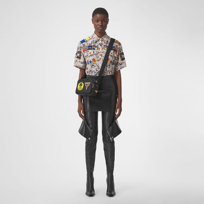 Badge Appliqué Nylon Crossbody Bag 7