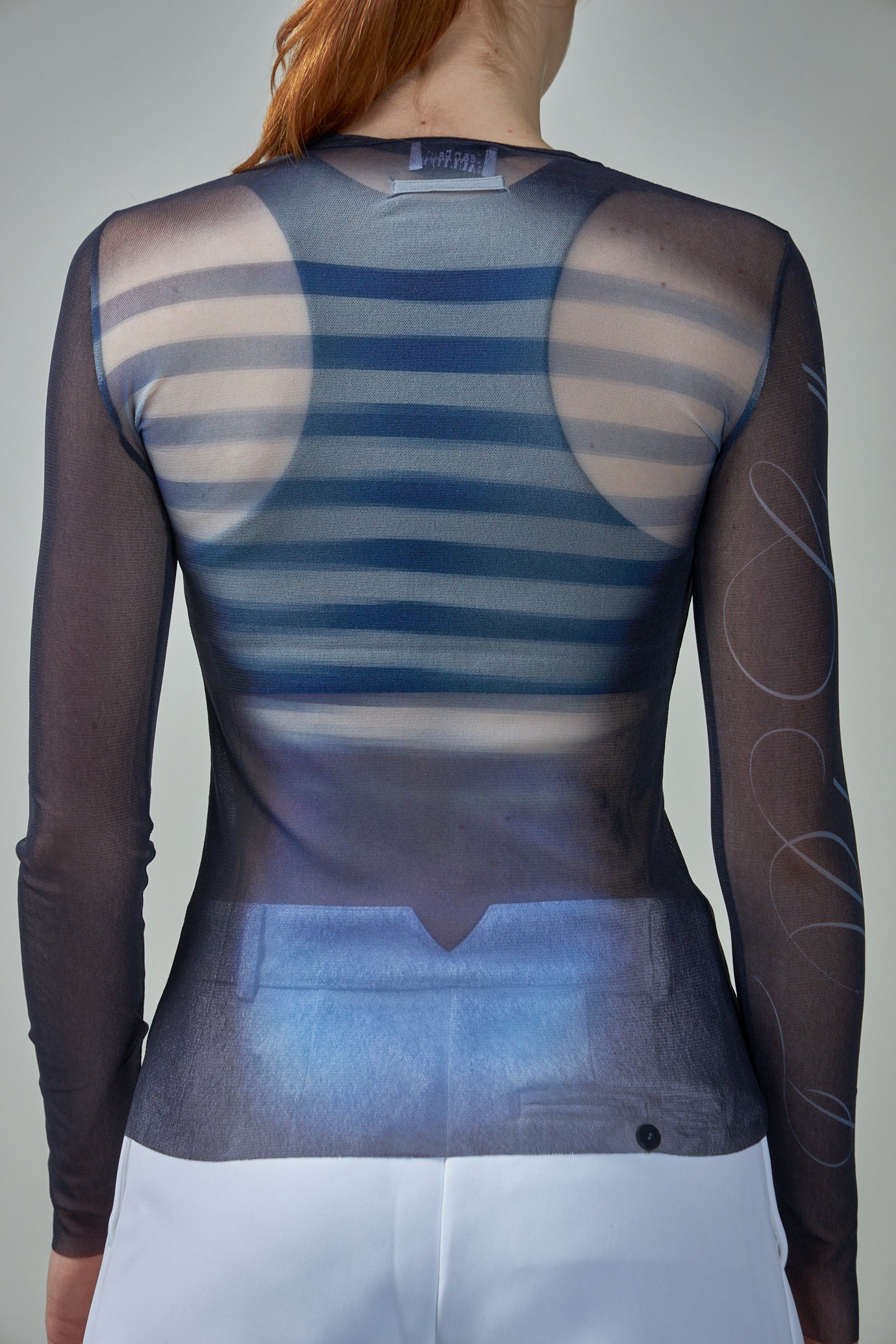 Mesh Long Sleeve Top Printed ''LE MÂLE'' - 4