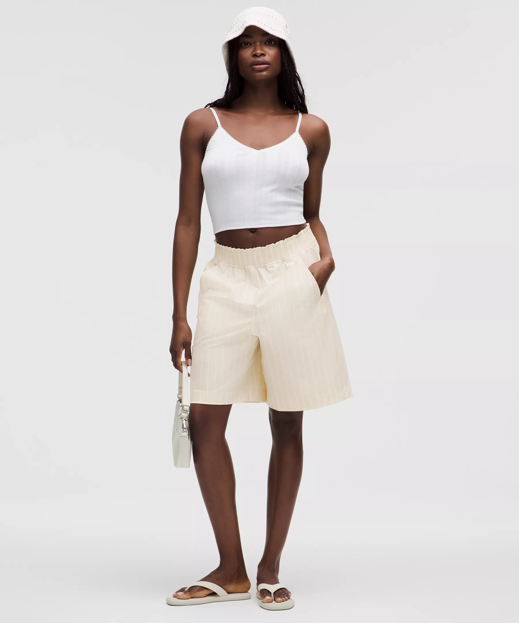 Stretch Woven Ruffle-Waist High-Rise Short 9" - 2