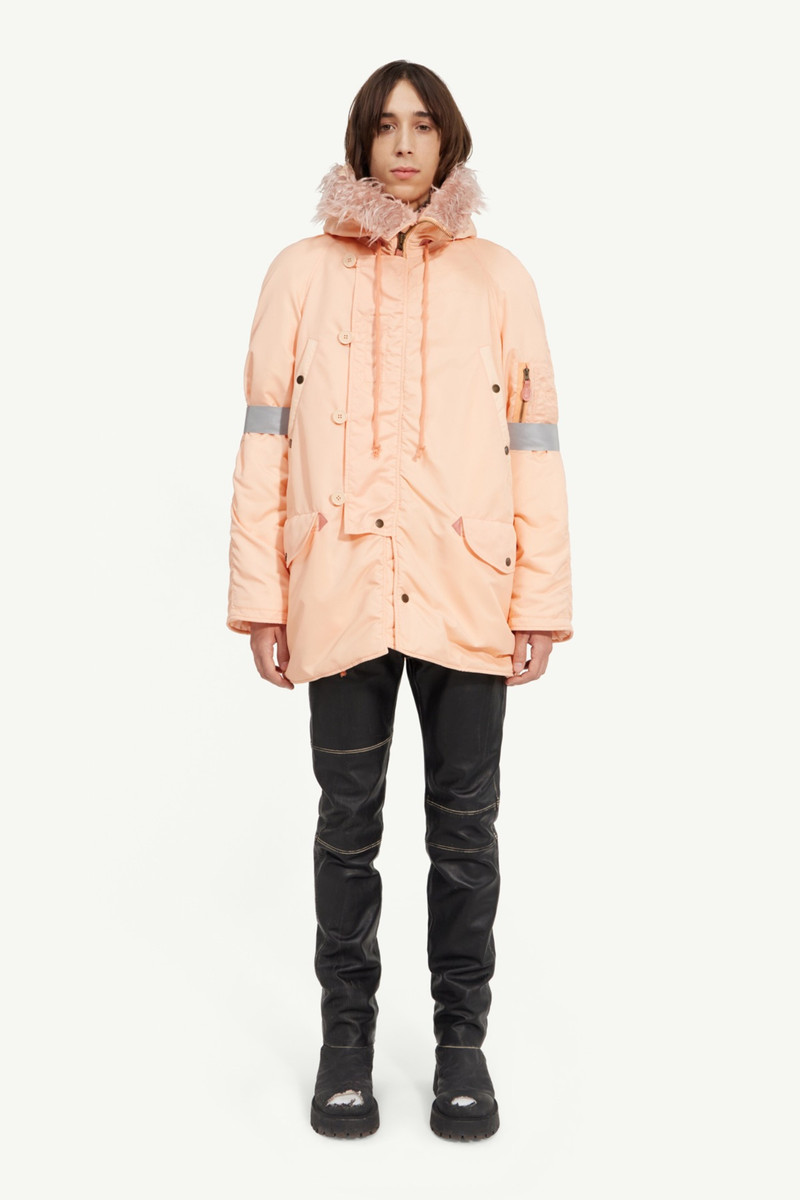 MM6 Maison Margiela Faux fur collar long-line jacket outlook