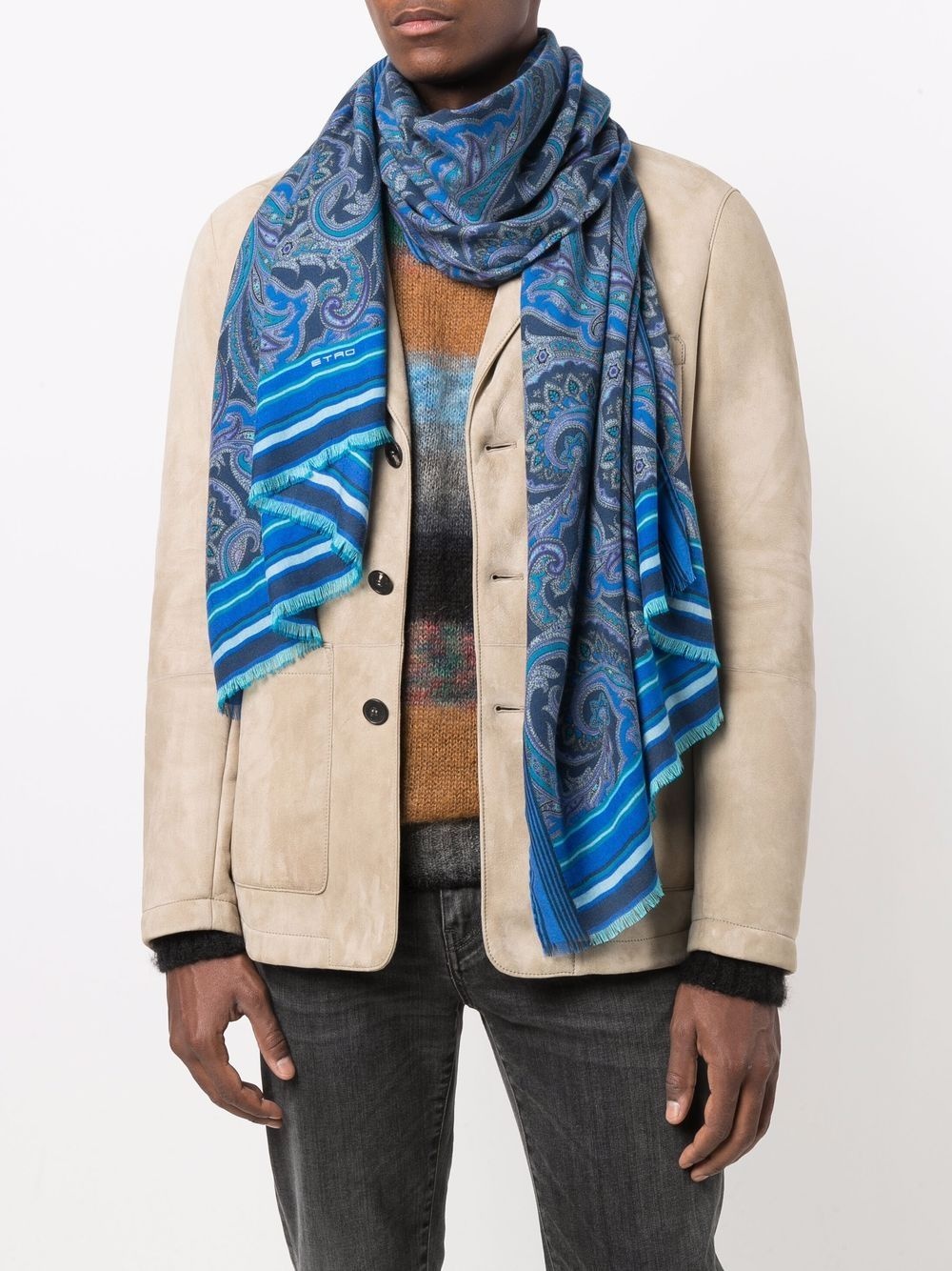 paisley-print frayed-edge scarf - 2