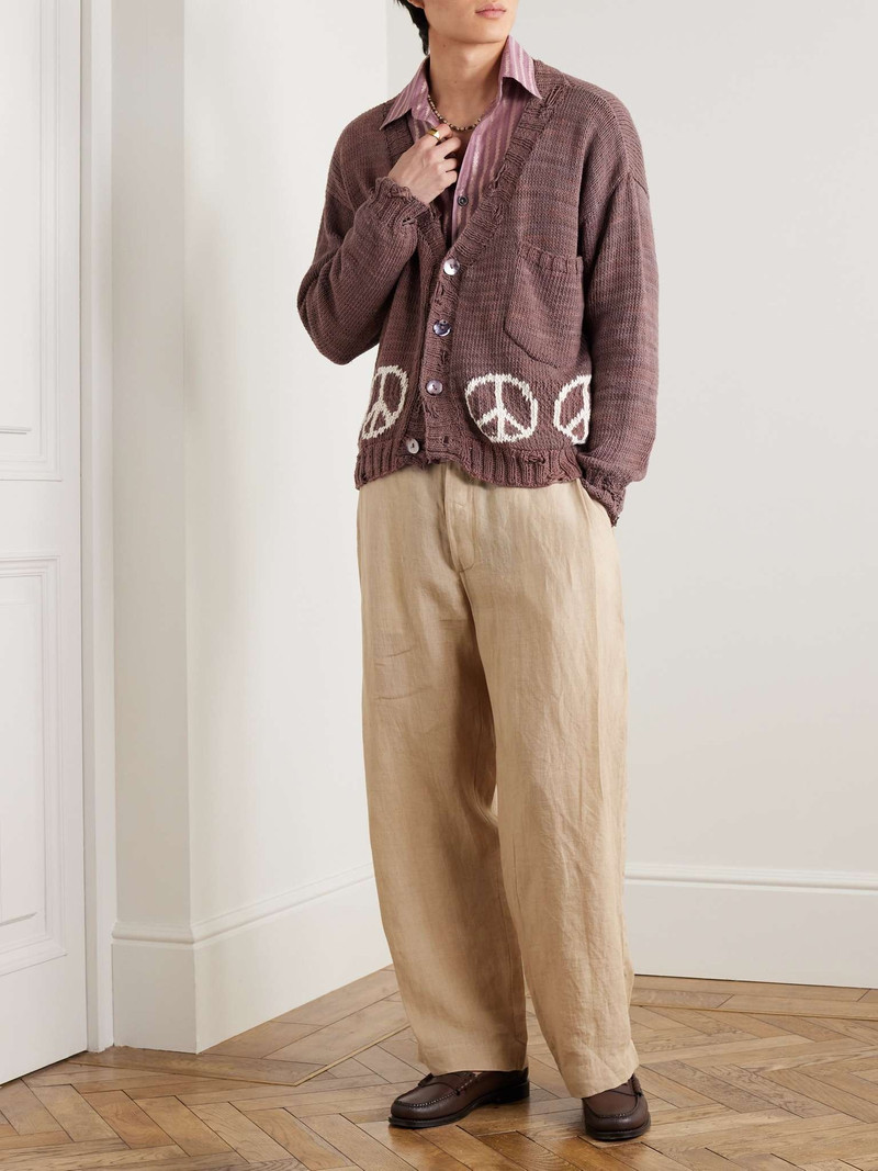 KARTIK RESEARCH Distressed Intarsia Cotton Cardigan outlook