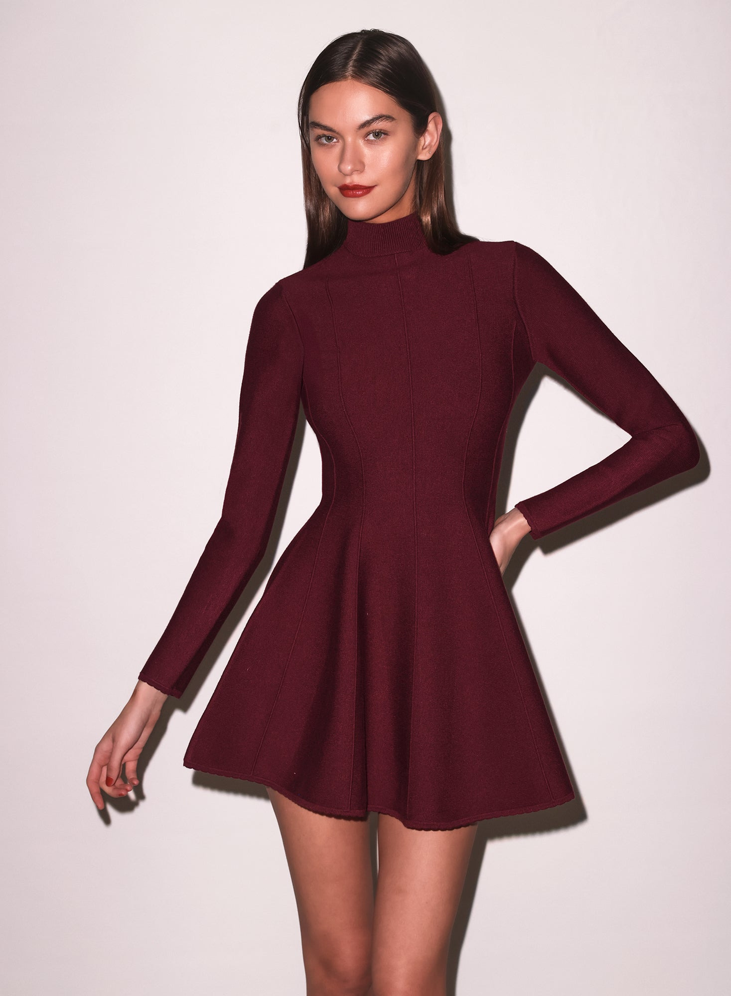 Long Sleeve Flared Corset Dress - 2