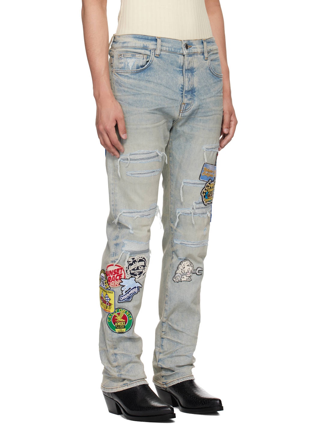 Blue Station Patch Repair Slim Jeans - 2