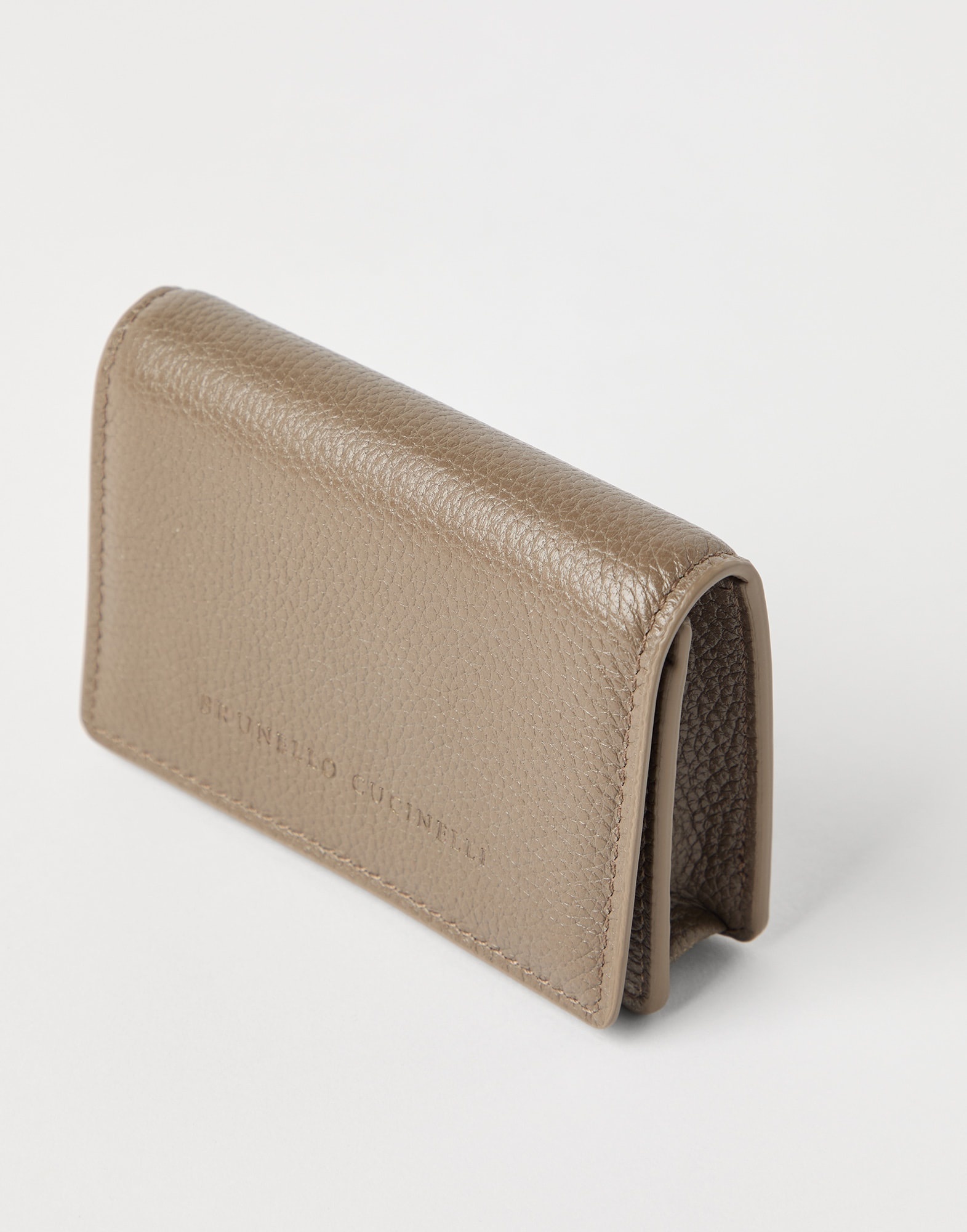 Grained leather card case with flap - 3