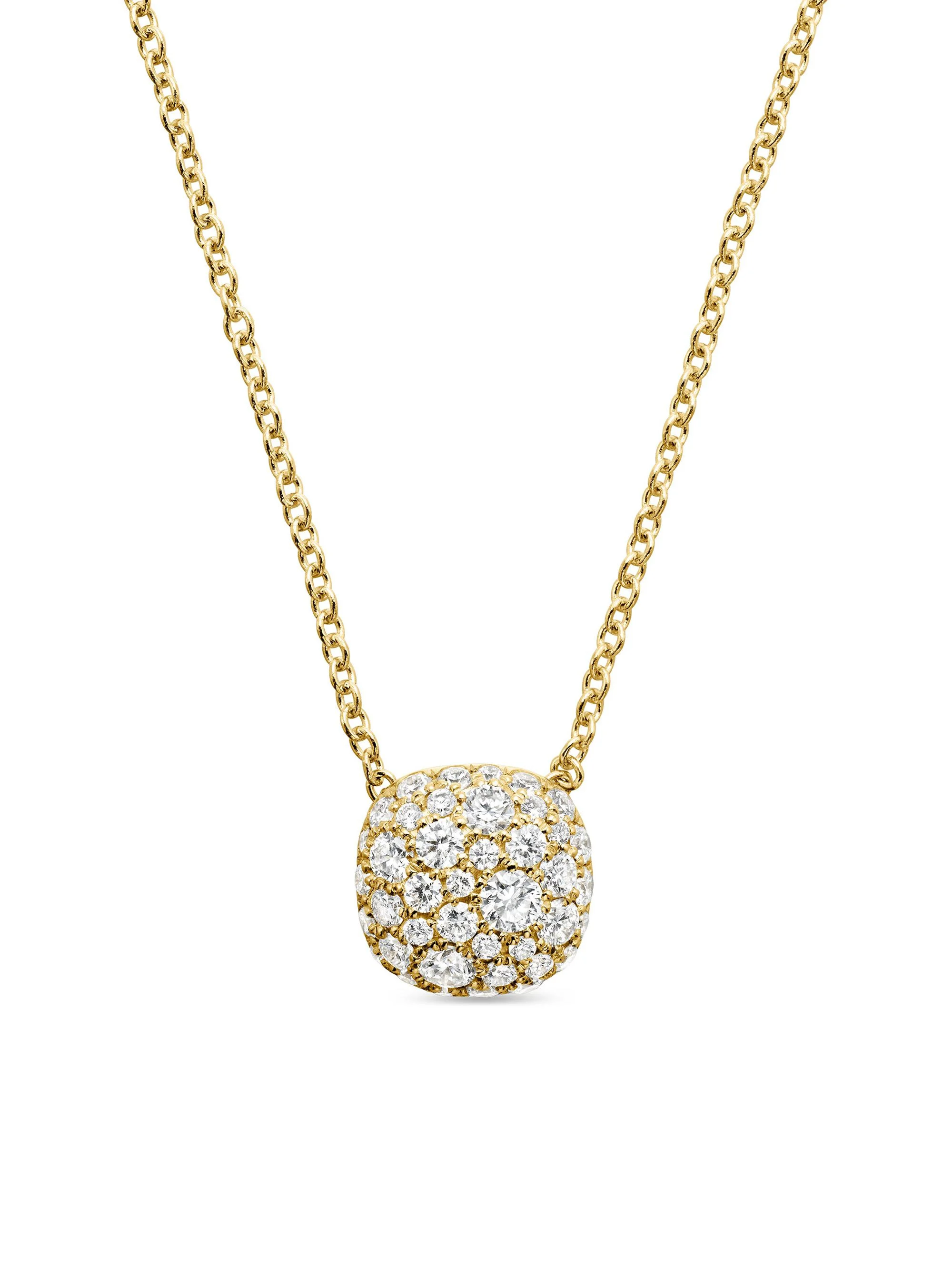 Women's Cushion Pendant Necklace in 18K Yellow Gold with Diamonds, 8MM - Diamond - 1