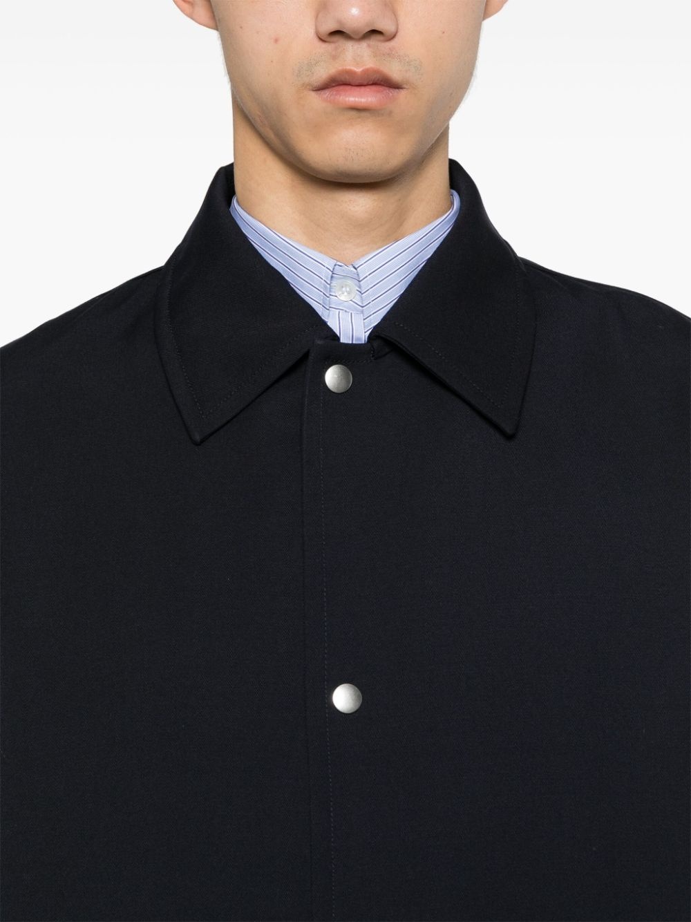 single-breasted gabardine wool coat - 5