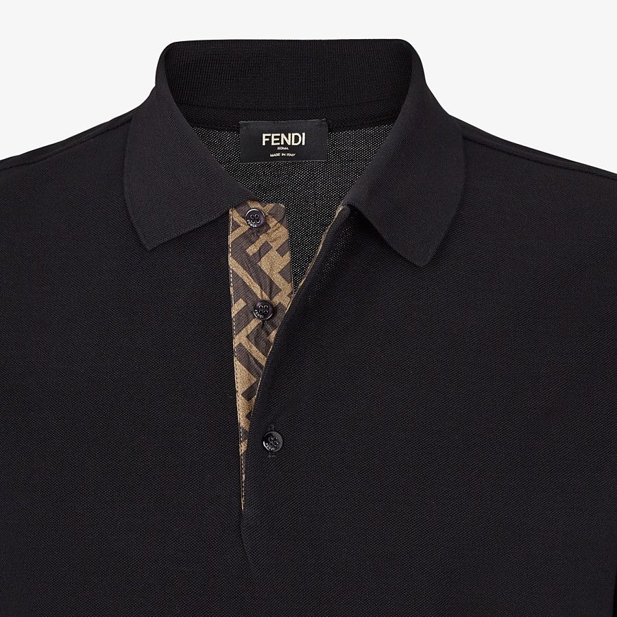 Black piqué polo shirt - 3