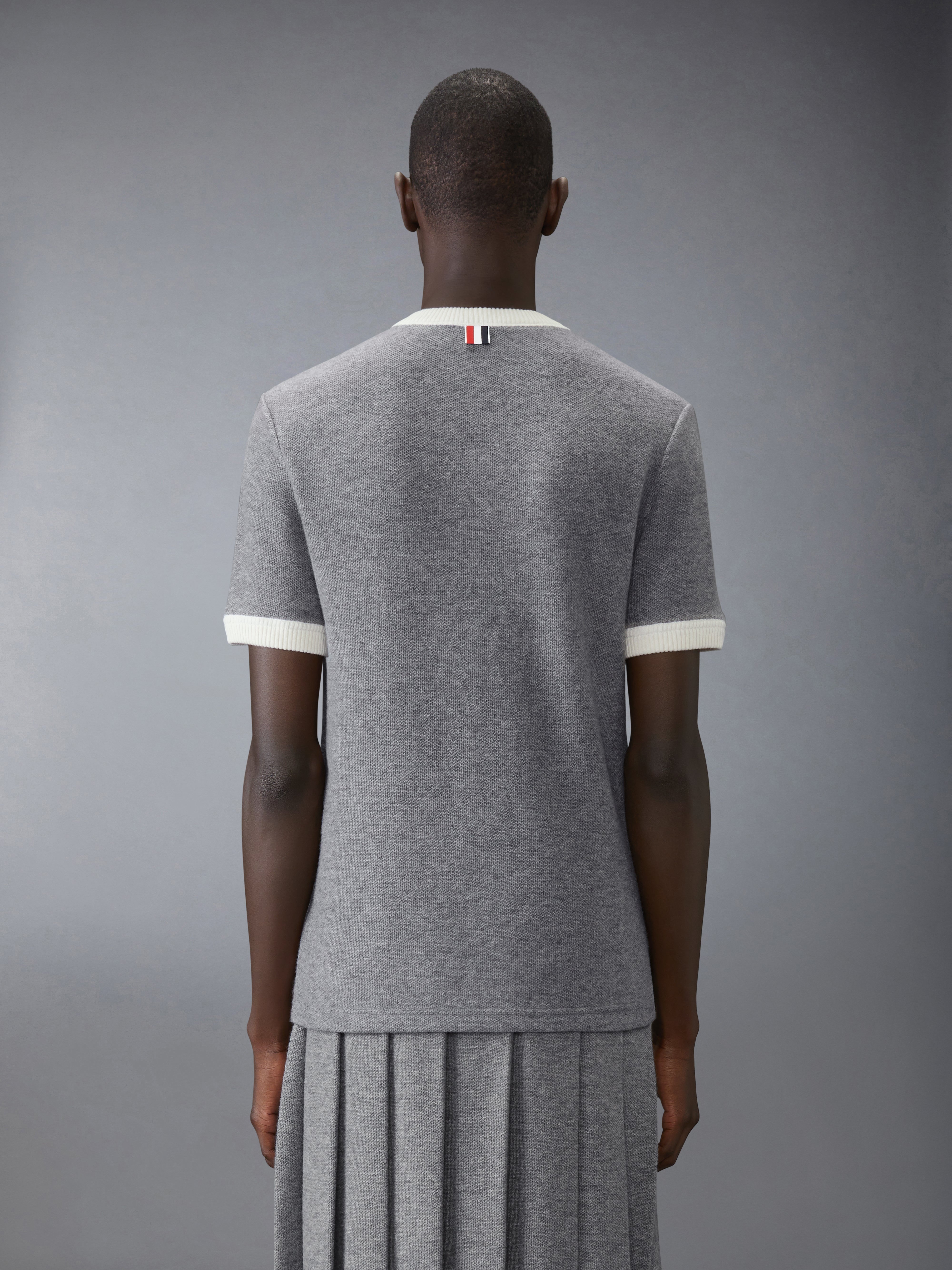 CASHMERE PIQUET SHORT SLEEVE RINGER TEE - 3