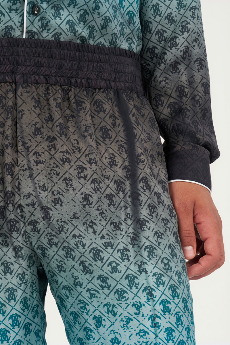 Monogram Print Silk Trousers 7