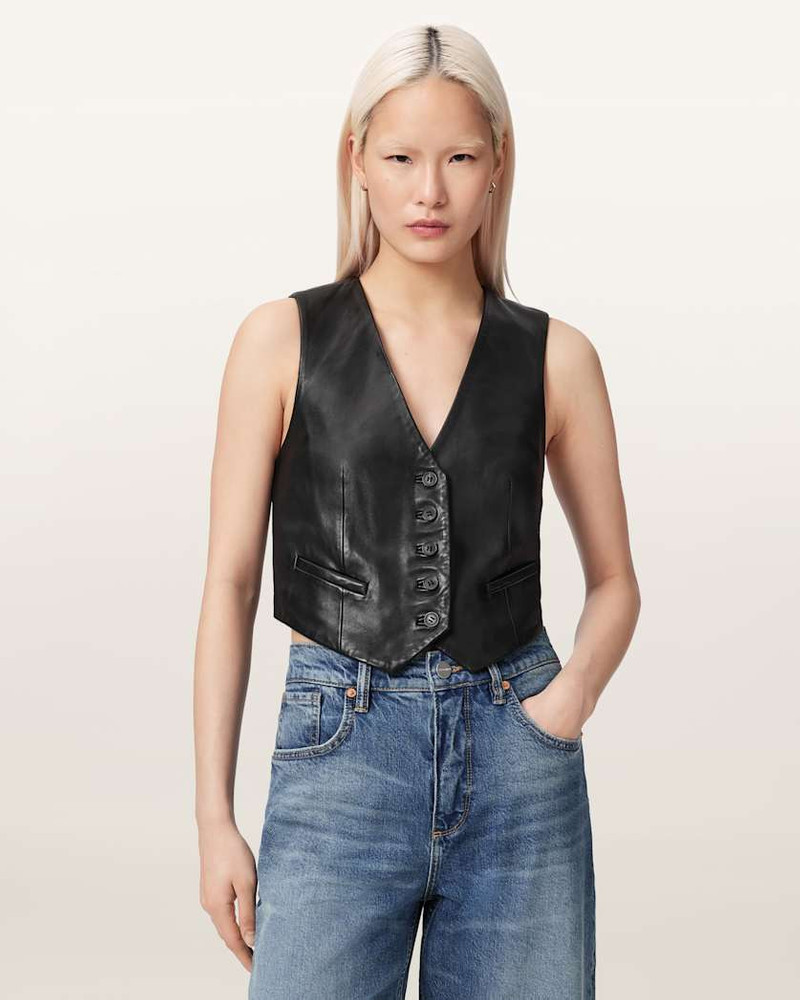 ALLSAINTS ARLA SLEEVELESS LEATHER VEST outlook