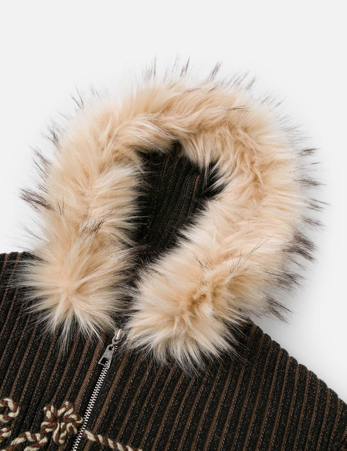 Logo Rope Embroidery Regular Fit Knitted Jacket with Hooded - 6