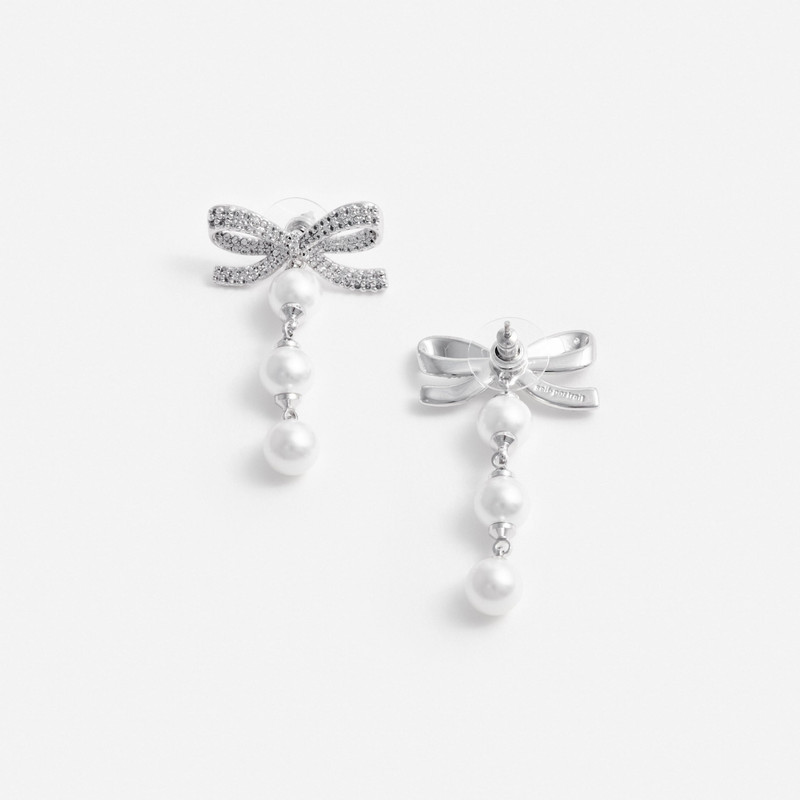 self-portrait Bow Tiered Pearl Earrings outlook