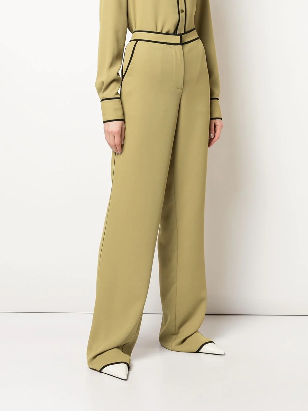 contrast trim wide-leg trousers - 3