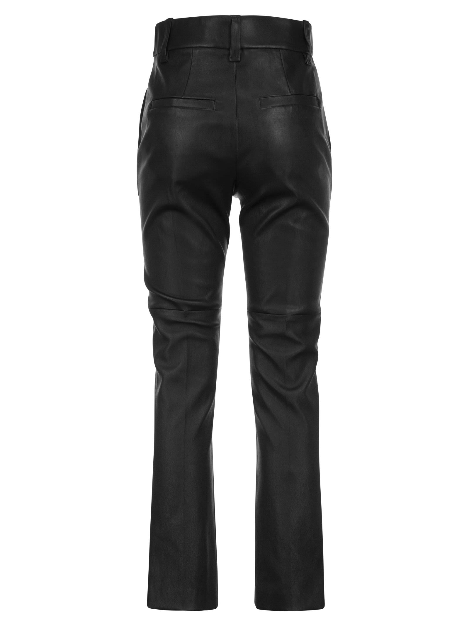 Brunello Cucinelli Women Stretch Nappa Leather Cigarette Trousers - 2