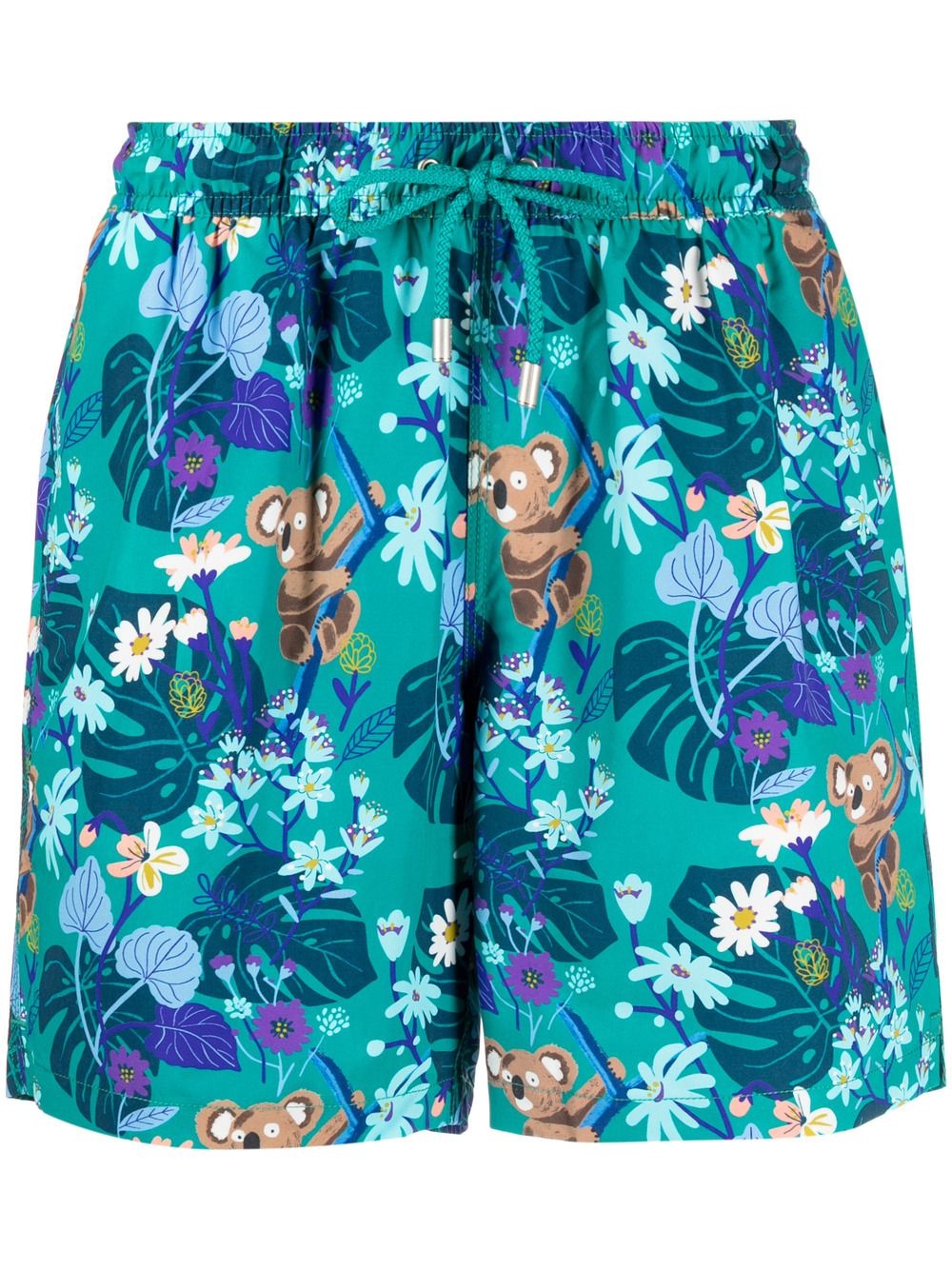 tropical-print drawstring swim shorts - 1