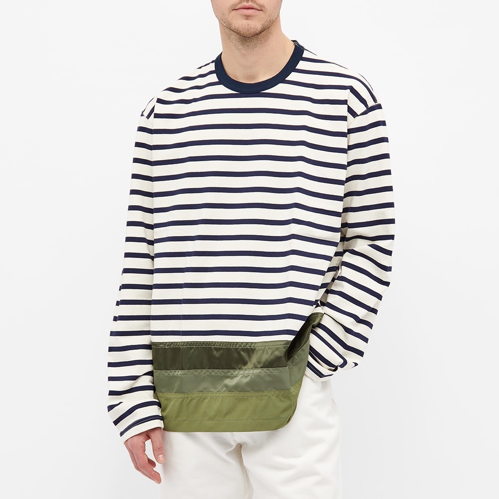 Comme des Garcons Homme Long Sleeve Striped Nylon Hem Tee - 3