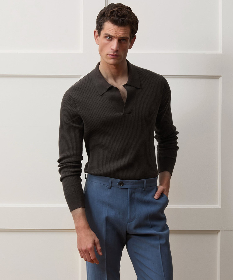 TODD SNYDER Ribbed Cotton-Cashmere Sweater Polo outlook