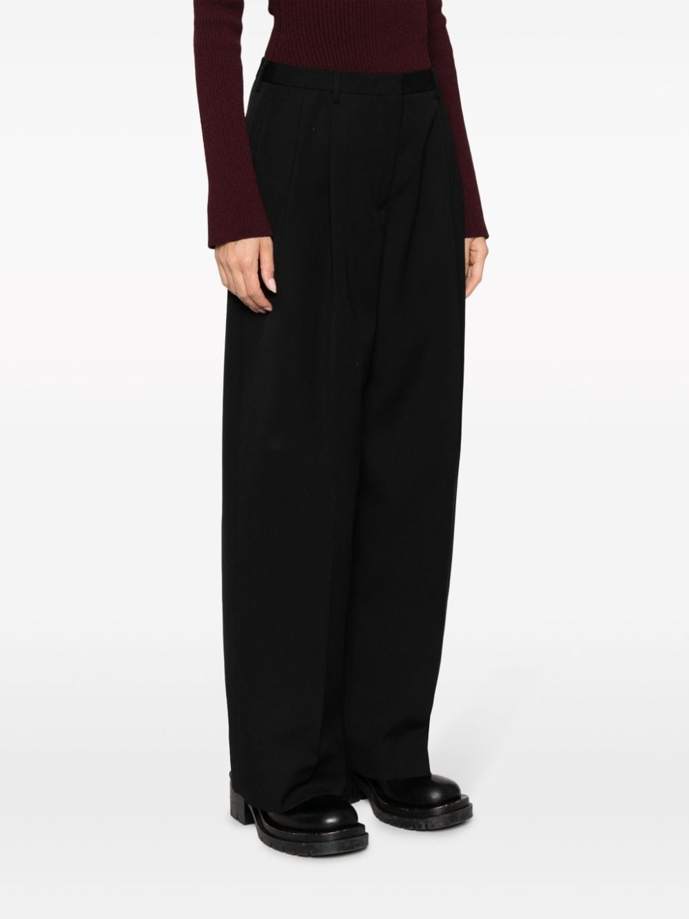 pleated cotton-wool tailored trousers - 3