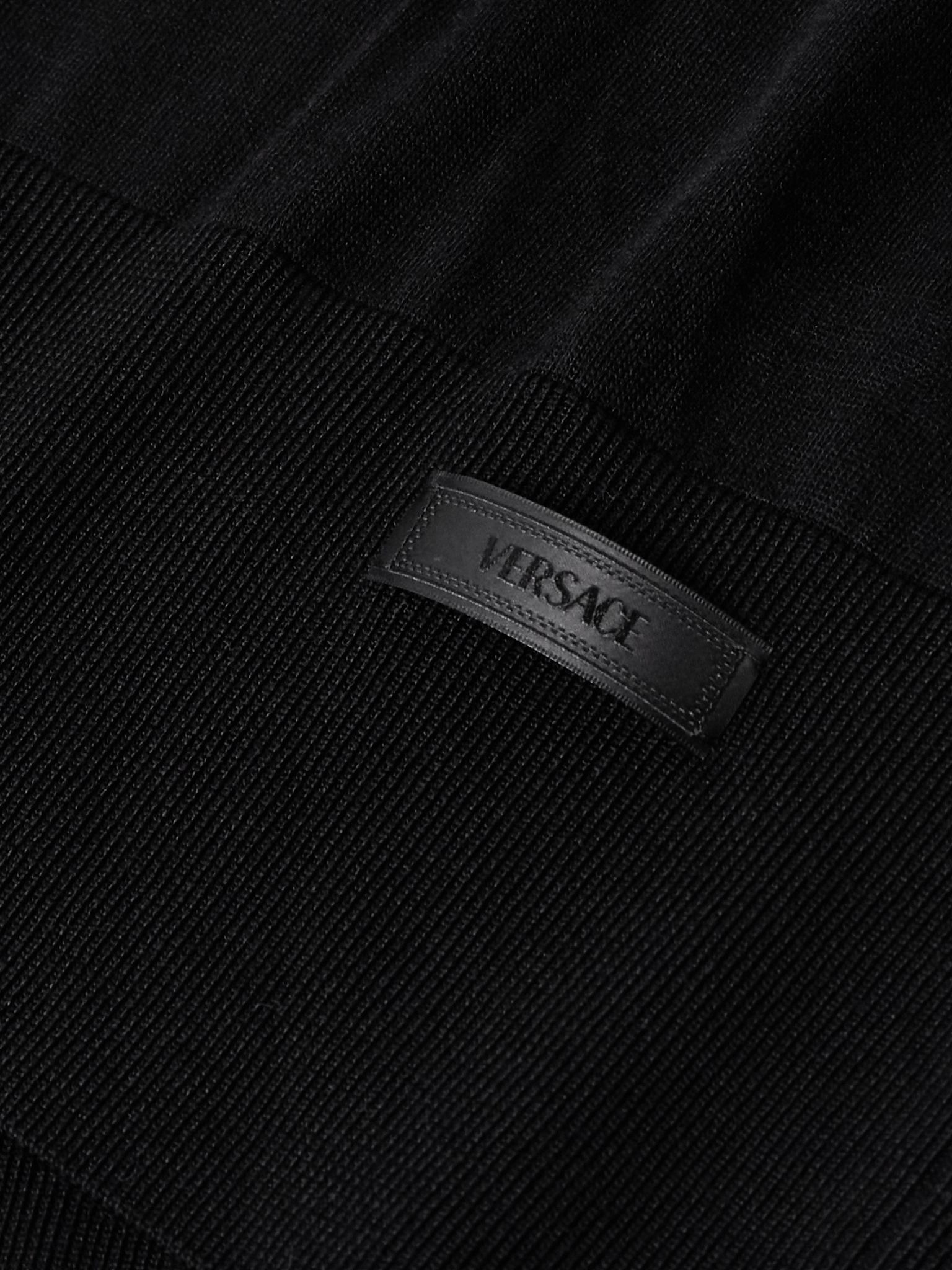 Logo-Appliquéd Silk and Cotton-Blend Cardigan Black - 5