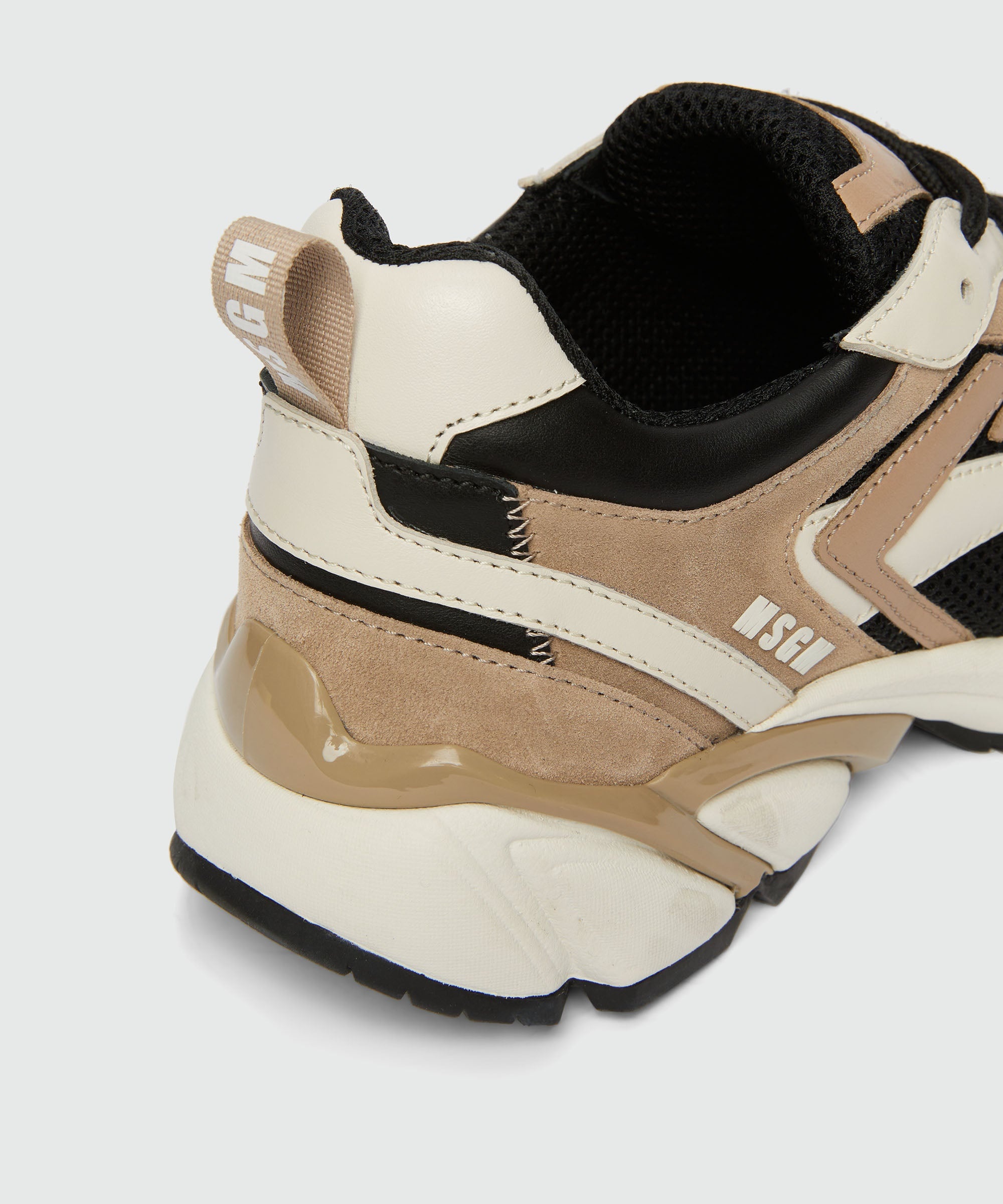 Smooth leather, suede and mesh Vulcano sneakers - 4