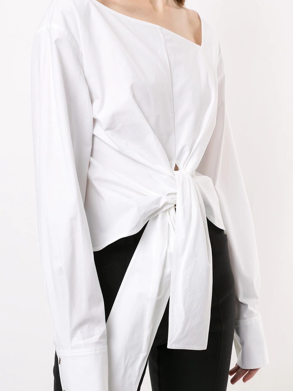 asymmetrical tie-waist top - 5