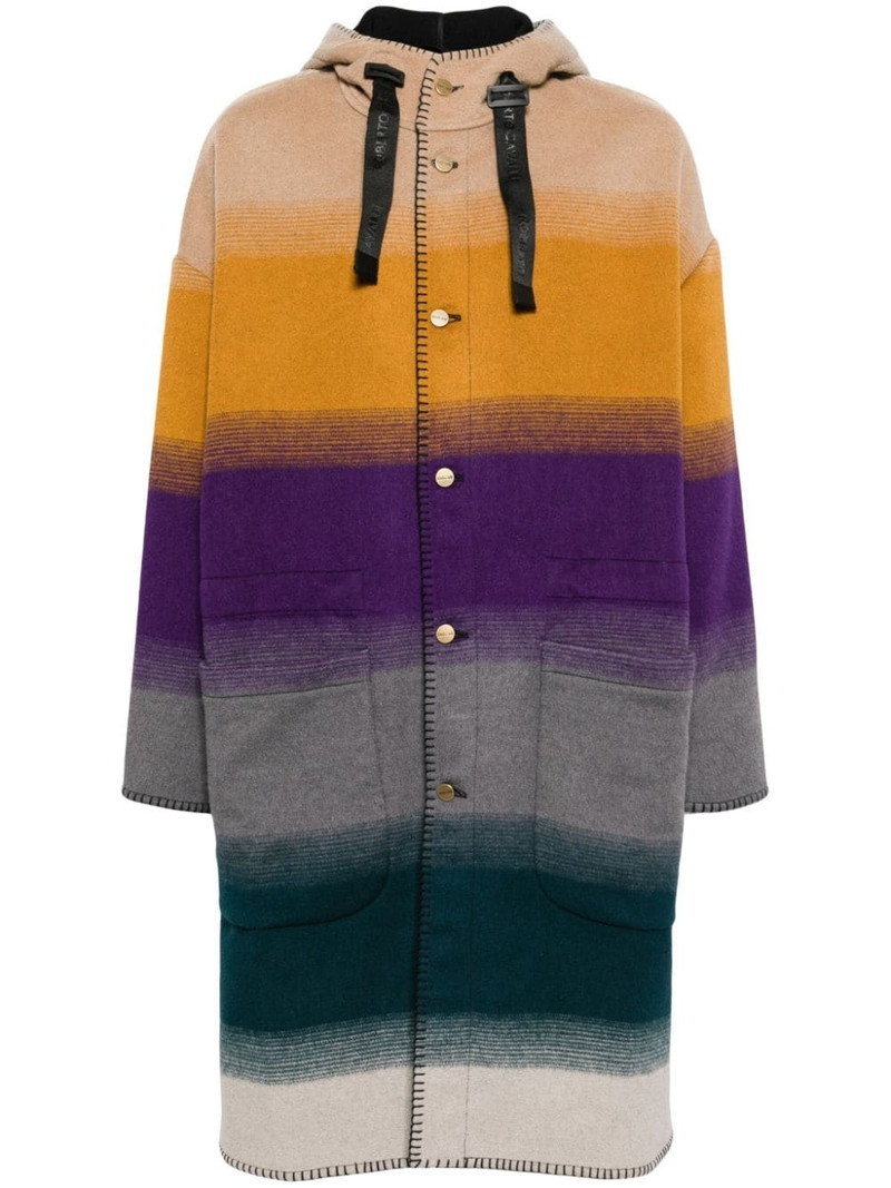 Blanket Stitched colour-block coat 1