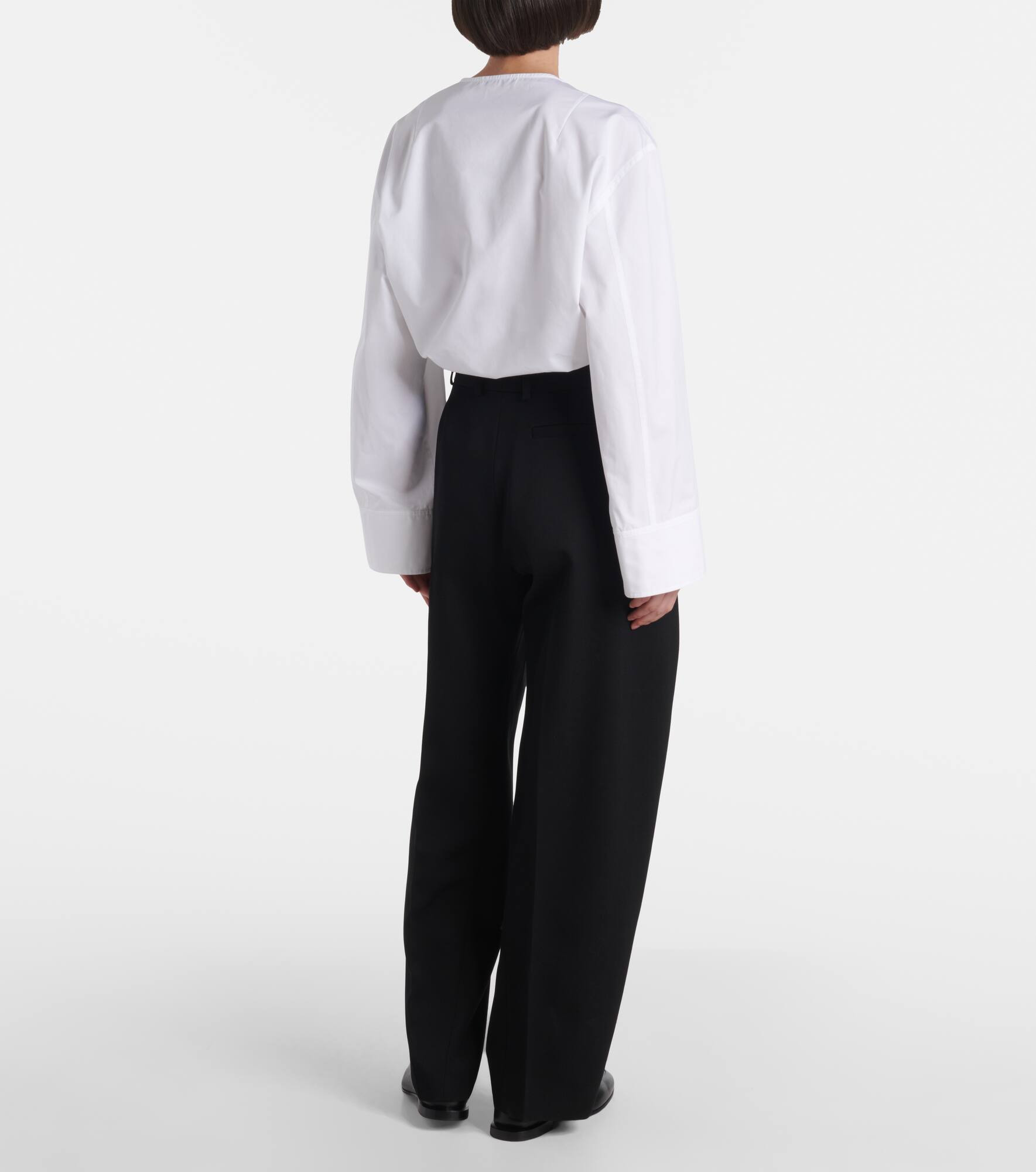 Logo cropped cotton poplin shirt - 3