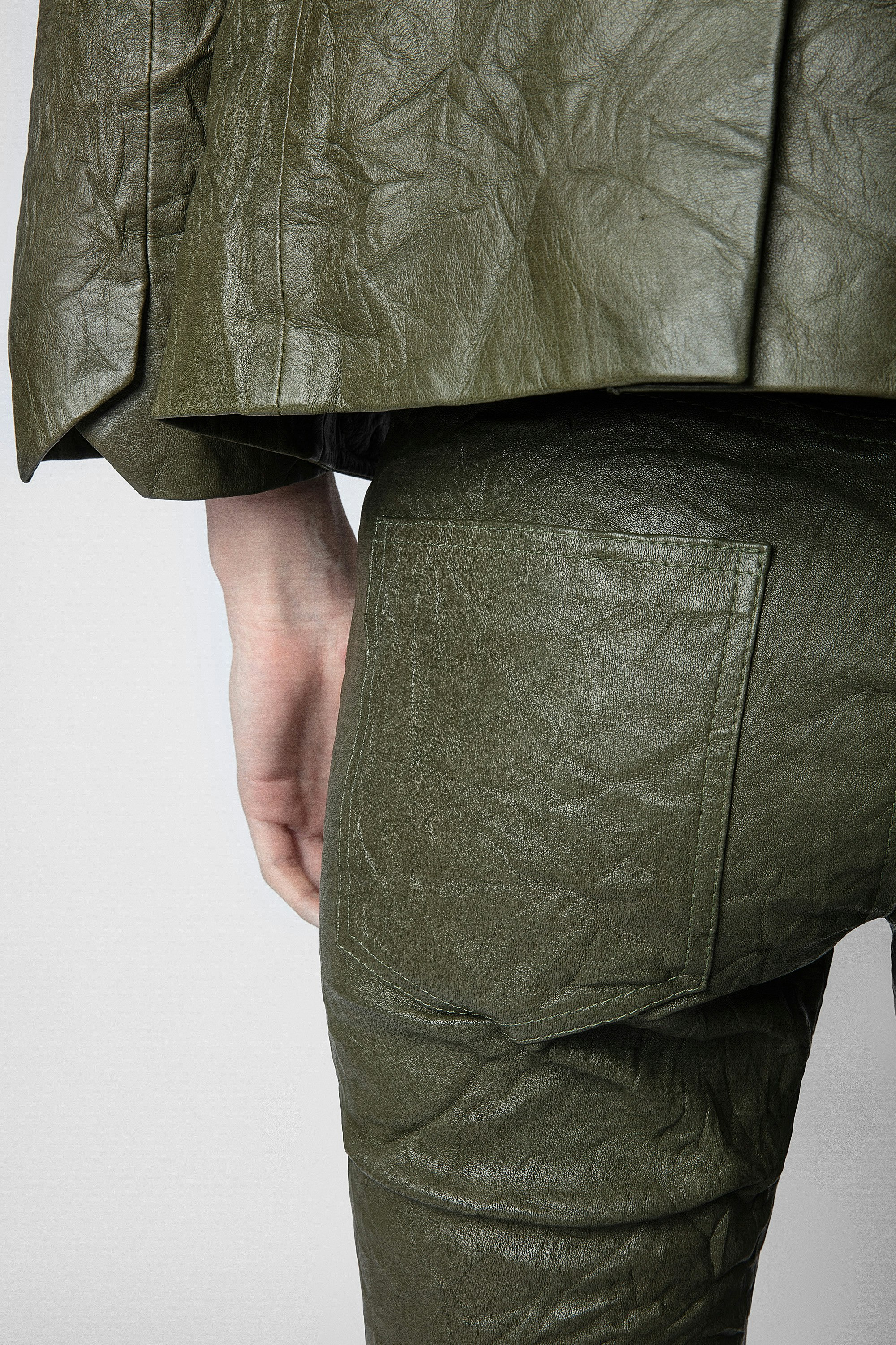 Phlame Crinkled Leather Pants - 5