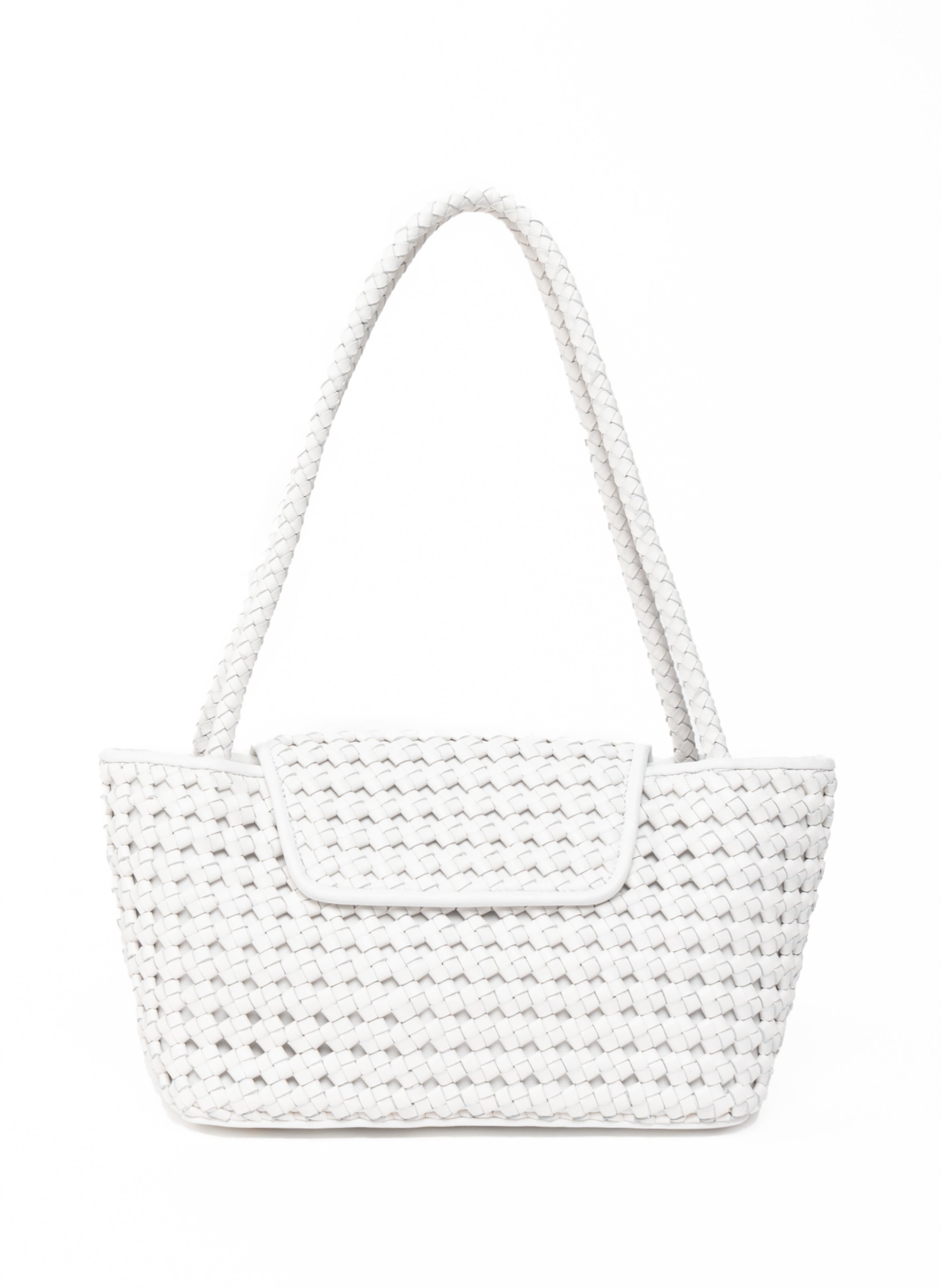 Courrier Tote Woven Leather White - 1
