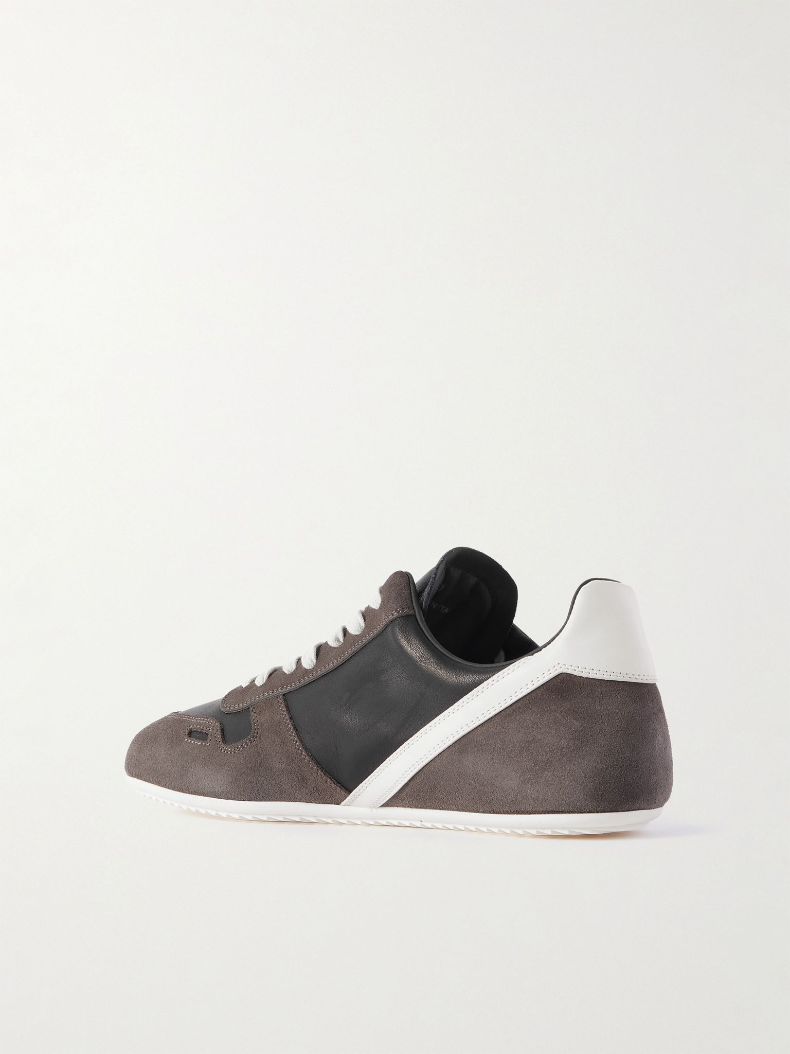 Suede and Leather Sneakers Taupe - 4