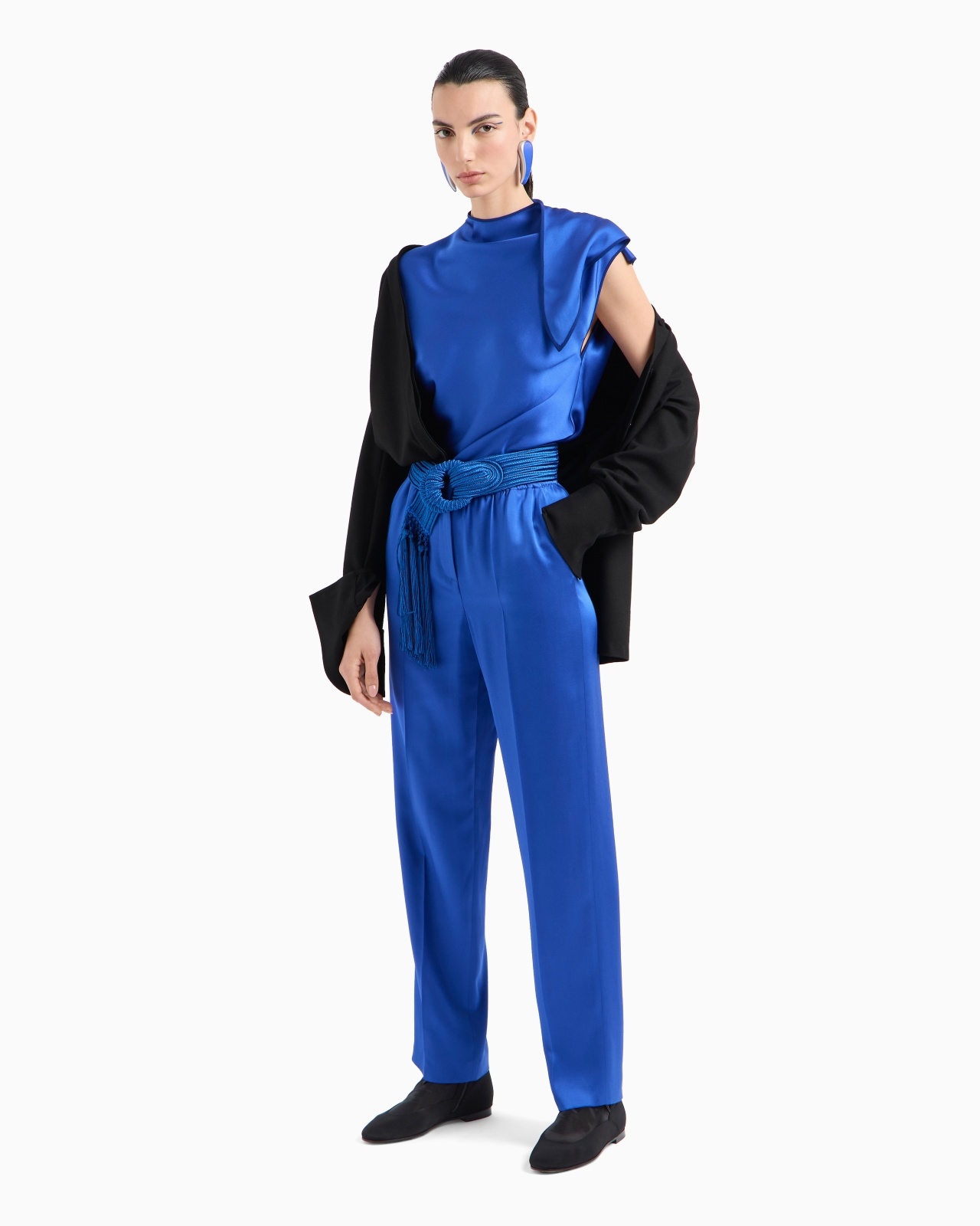 STRAIGHT-CUT TROUSERS IN DOUBLE SILK SATIN - 2