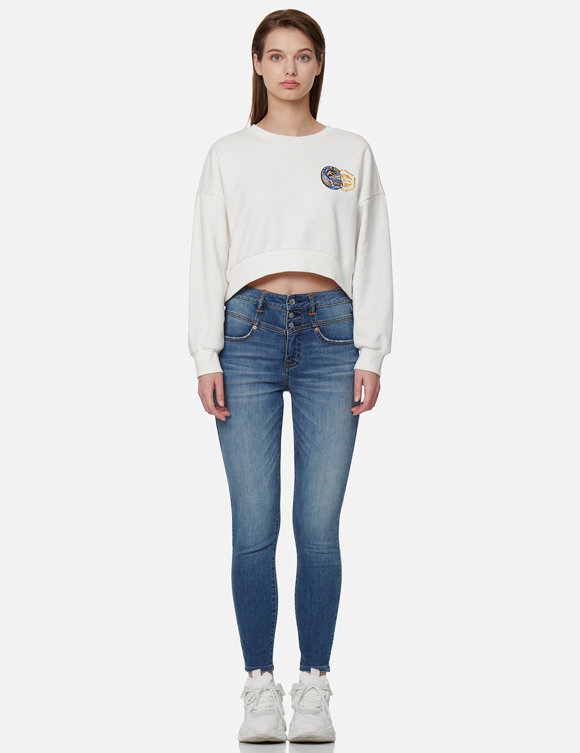 LOGO-PATTERN SEAGULL PRINT SKINNY JEANS - 6